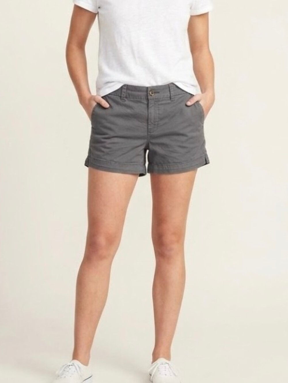 Old Navy Gray Everyday Shorts Size 2 S XS Chino Stretch Casual Wear Side Pockets
